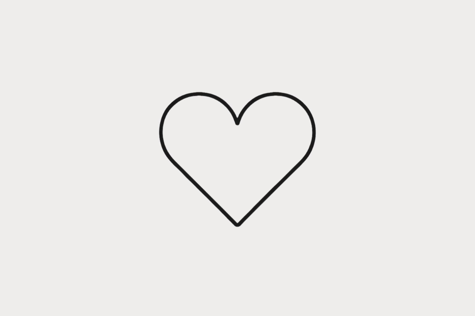 a small heart icon with a thin black line and a #EFECEC background colour