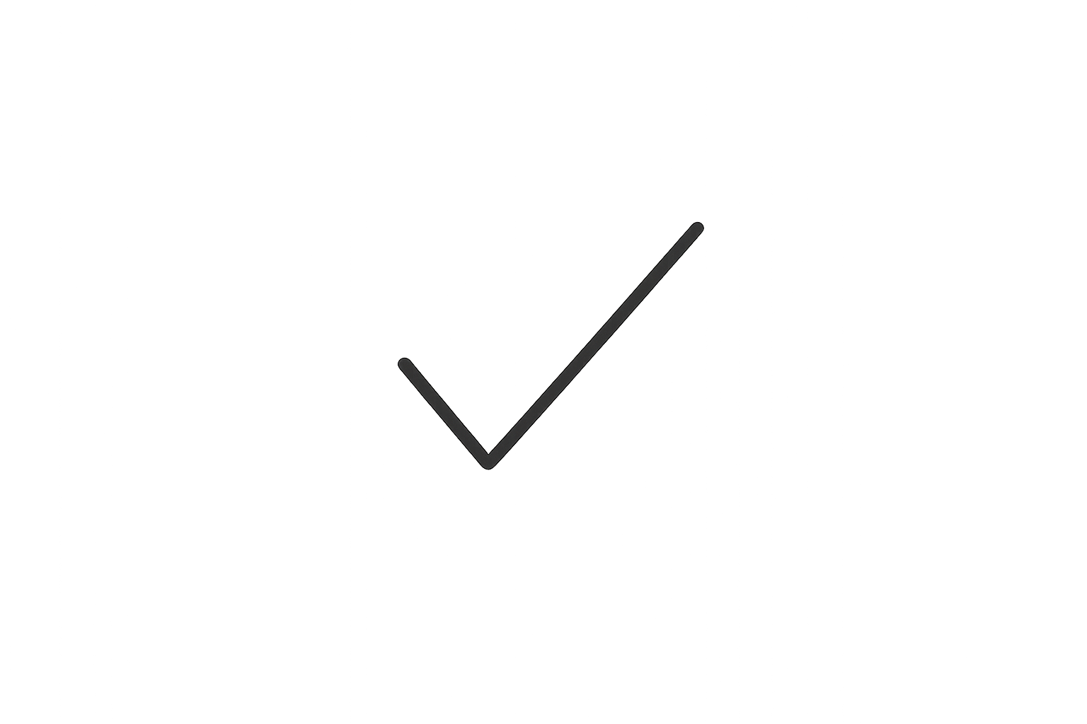 a small tick icon with a thin black line 